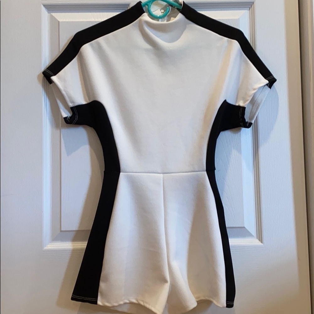 black and white romper